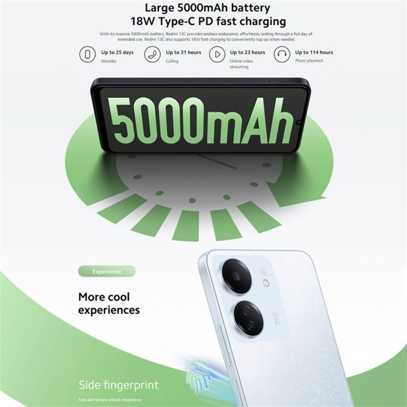 6.74 inch Redmi 13C 5G Smartphone MediaTek Dimensity 6100+ Octa Core 50MP AI Camera 5000mAh 18W Charger Redmi Phone