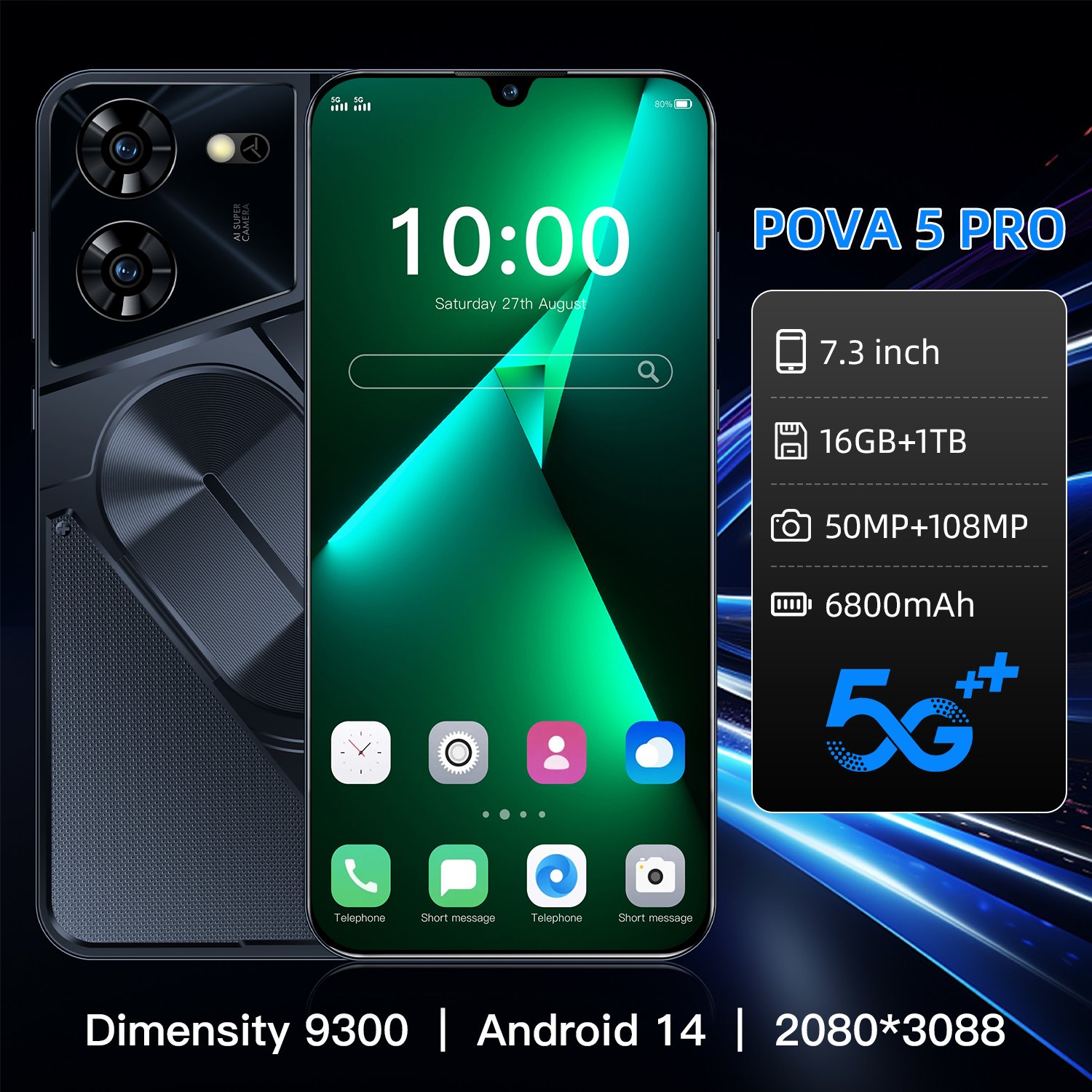 5G Smart Phone Latest TECNO Pova Nexus Pro 5G Mobile 7.3" Display 108MP Ultra Camera 8+256GB 7600mAh Nexus Design 4G/5G Ready