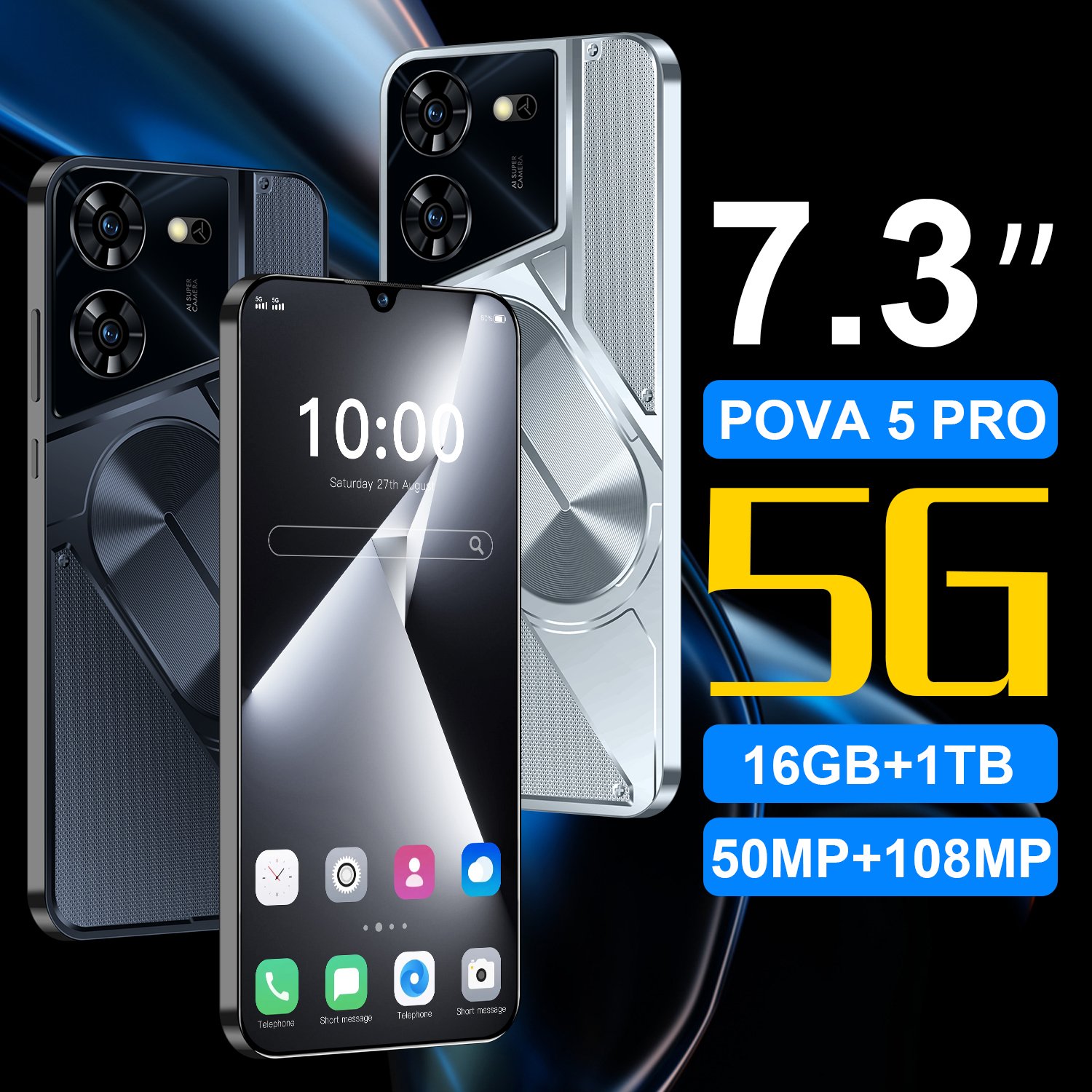 5G Smart Phone Latest TECNO Pova Nexus Pro 5G Mobile 7.3" Display 108MP Ultra Camera 8+256GB 7600mAh Nexus Design 4G/5G Ready