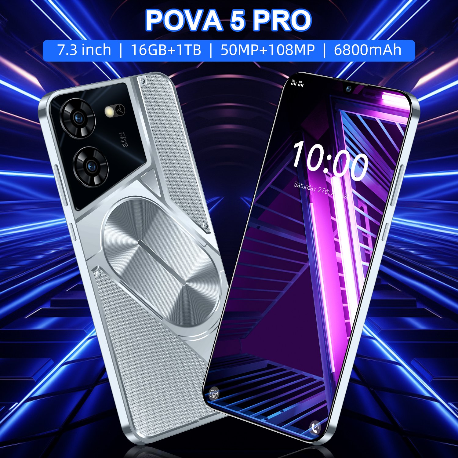 5G Smart Phone Latest TECNO Pova Nexus Pro 5G Mobile 7.3" Display 108MP Ultra Camera 8+256GB 7600mAh Nexus Design 4G/5G Ready