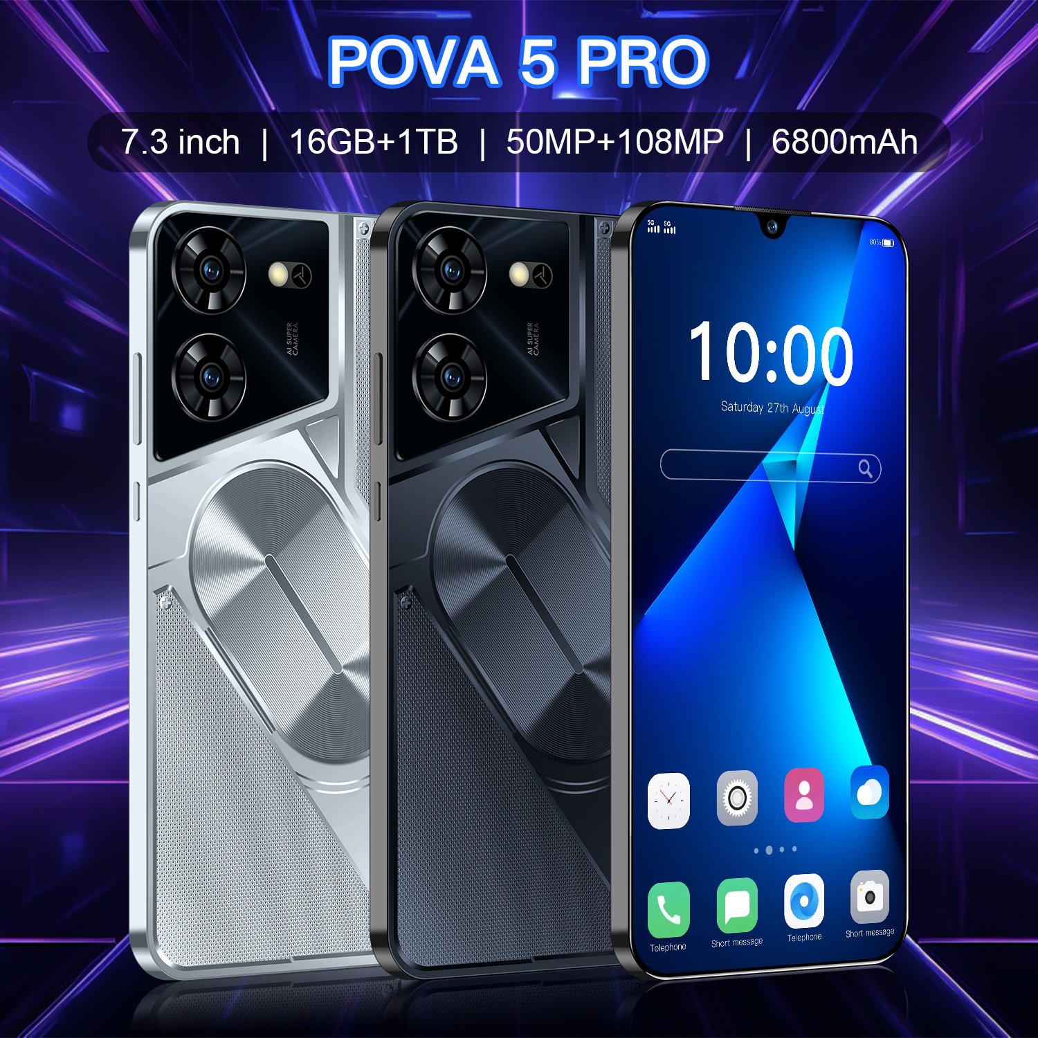 5G Smart Phone Latest TECNO Pova Nexus Pro 5G Mobile 7.3" Display 108MP Ultra Camera 8+256GB 7600mAh Nexus Design 4G/5G Ready