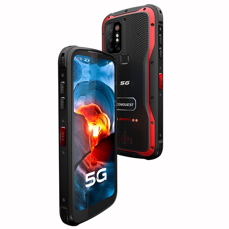 Conquest S20 waterproof IP68 face and fingerprint ID unlocked IR night vision 5G Android 11 rugged phones POC walkie talkie