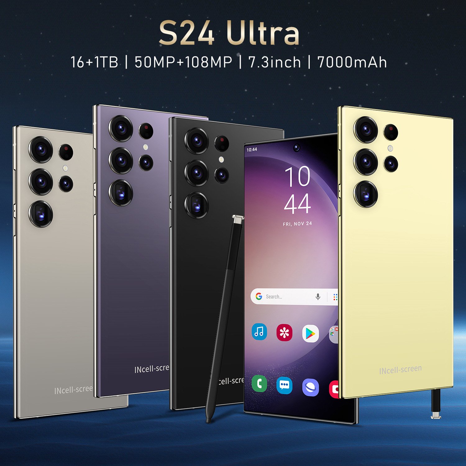 4 Cameras Face ID Unlocked Cellphones Original Brand New S24 Ultra Phone 6.8 inch 5G Smartphones With Stylus