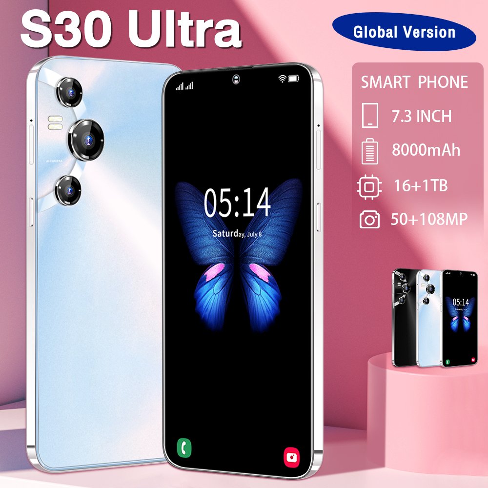 Cellphone Original Android 13 S30 Ultra smart camera music mobile phone 7.3inch screen game playing era 5g Smartphone