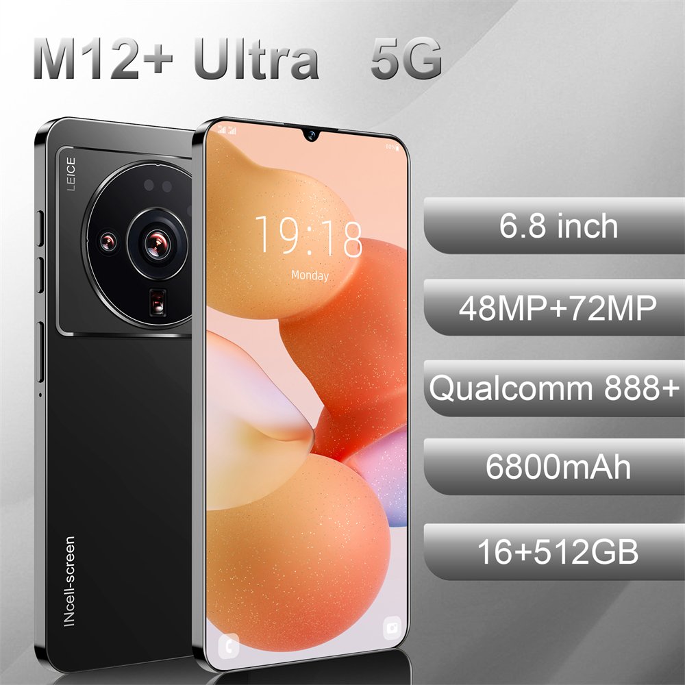 Android12.0 Smartphones 5G Unlocked Cellphones Mobile Phone Brand New Global Version Original M12 6.8inch 16GB+512GB Smart Phone