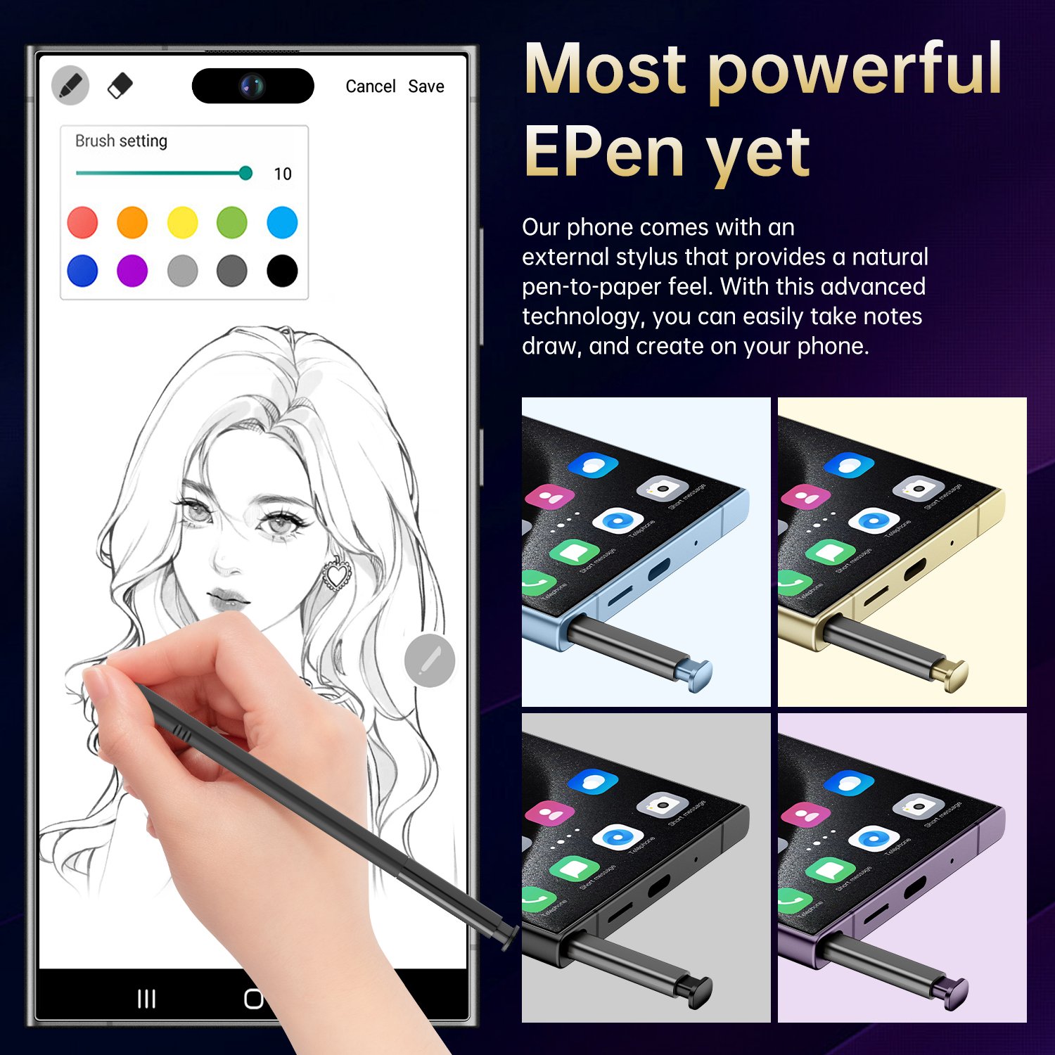 5G Smartphone I16 Pro Max Telefon 7.3 Inch 5G Smartphone 6GB+256GB 72MP+108MP Android 14 Cell Phone S-pen Gaming Mobile Phones