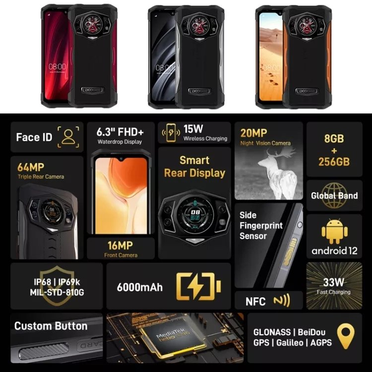 New Arrival rugged phone DOOGEE S98 Dual 4G Rugged Phone 256GB Cheap Android Mobile Waterproof Octa Core Smartphone