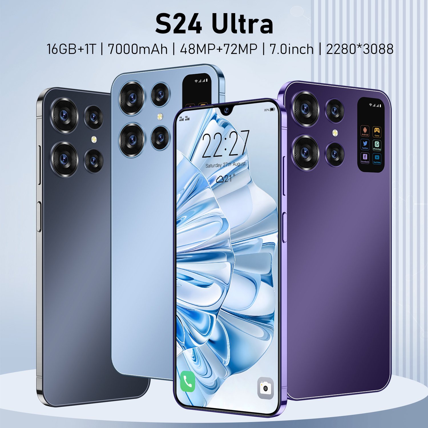 s24 ultra Smartphones For s24 ultra 8+512GB Dual SIM Cellphone Mobile Phone s24 ultra 5g smartphone