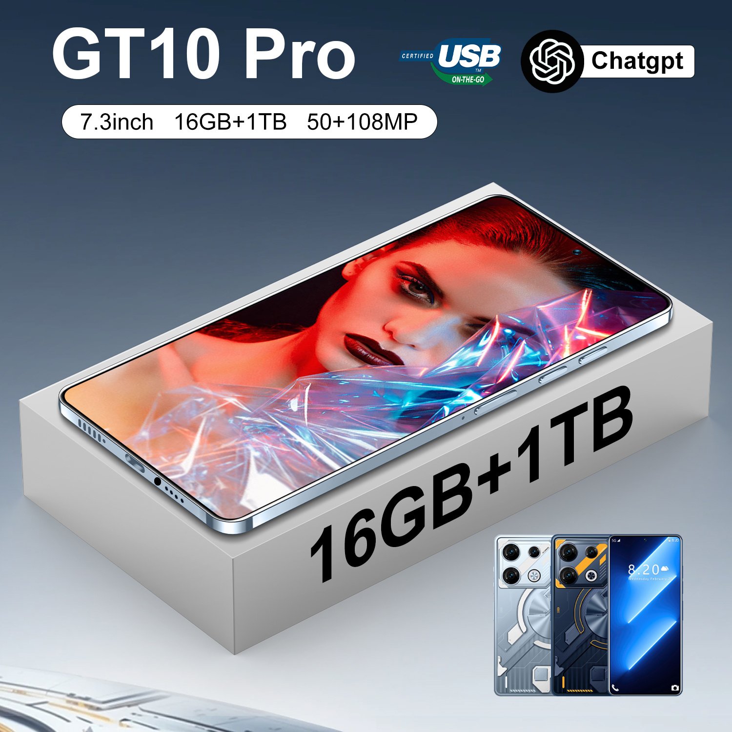 Latest GT10 Pro 6 8inch Android Smartphone 6 128GB RAM ROM 4G LTE Unlocked Mobile Phone