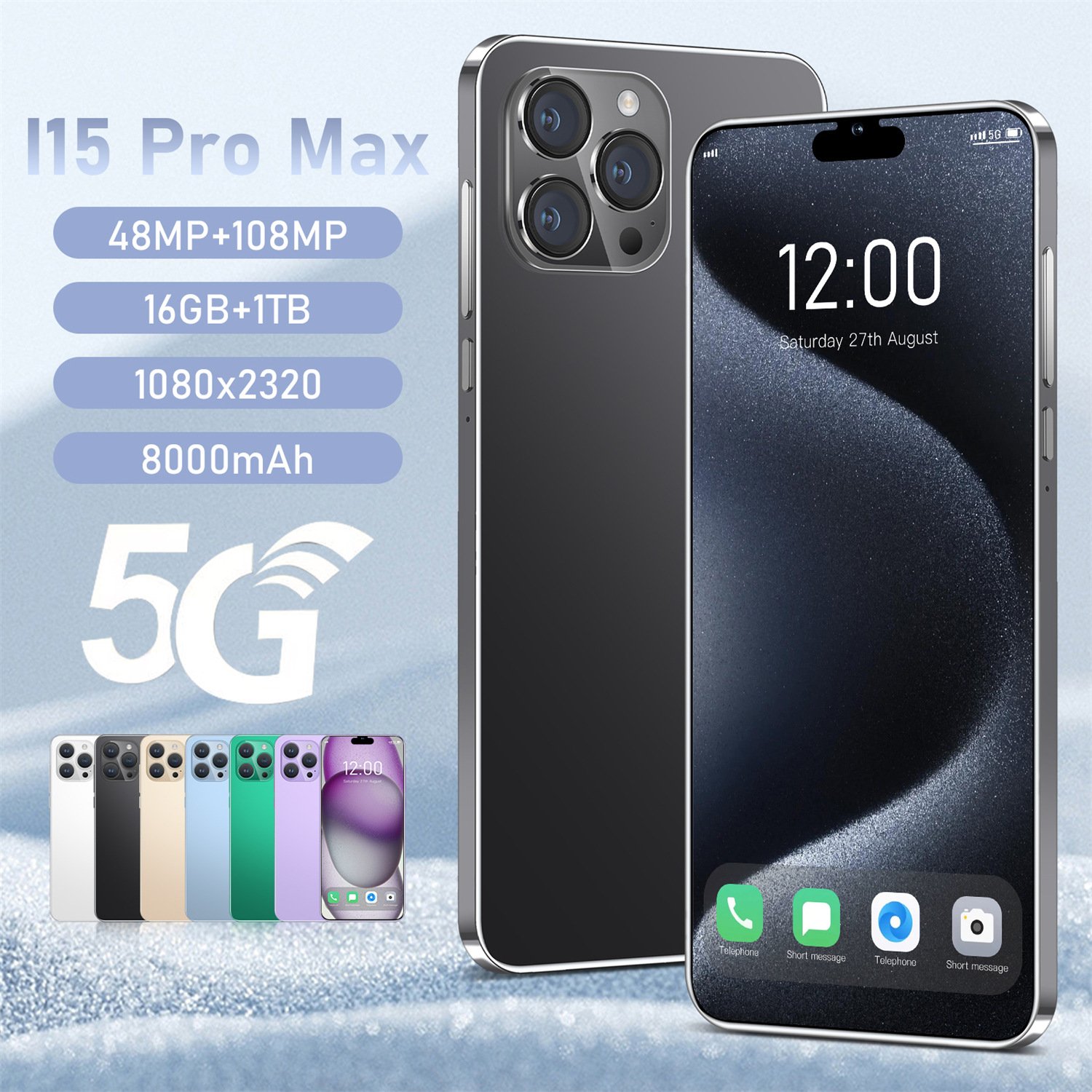 2023 New 15 Pro Max 7.3 Inch Screen Original 5g Smartphone 8gb+1tb Unlocked I Cell Phone 15 Pro Max Clone