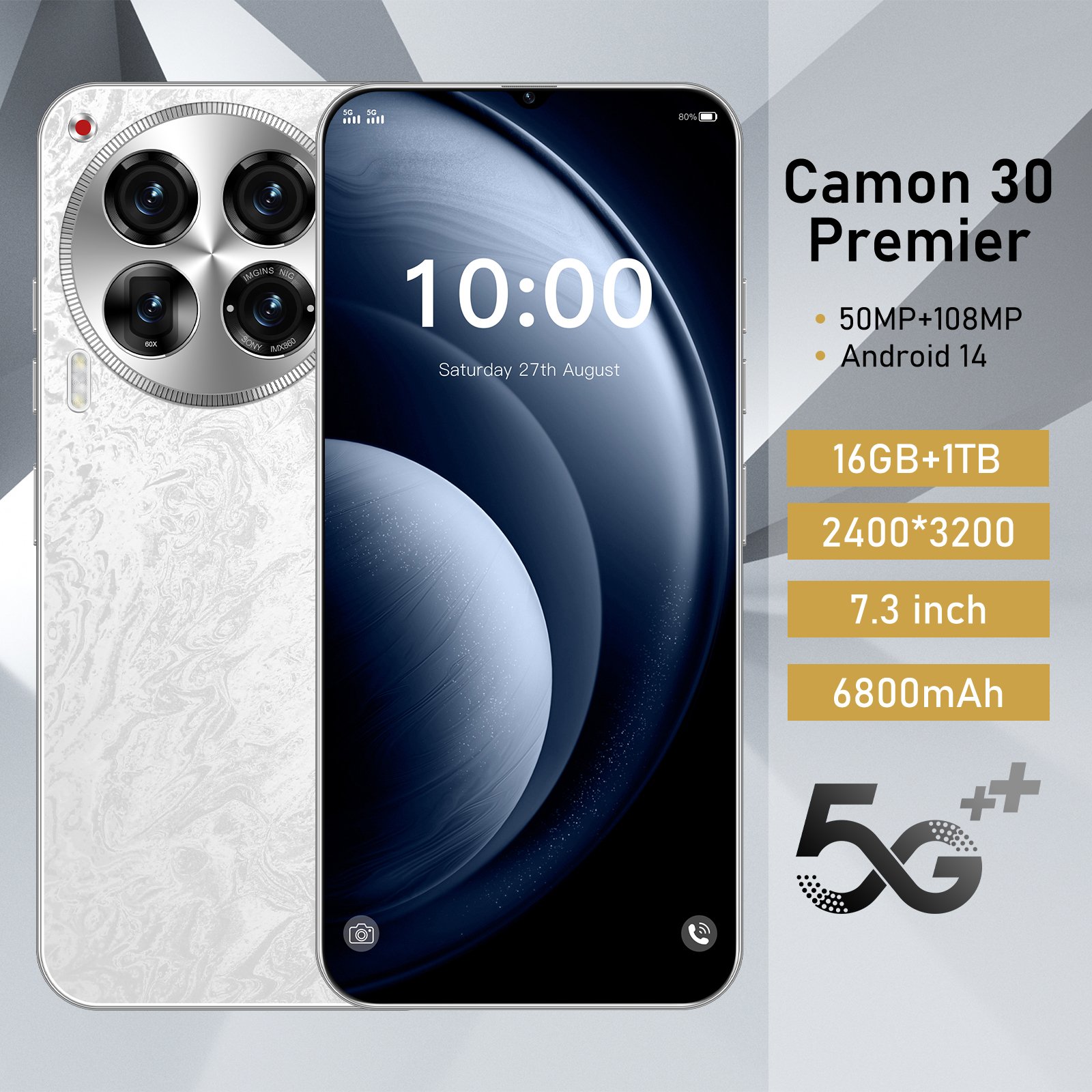 Manufacturer wholesales gaming 5G-smartphones with dual SIM dual standby 16GB+1TB storage and a supports face recognition