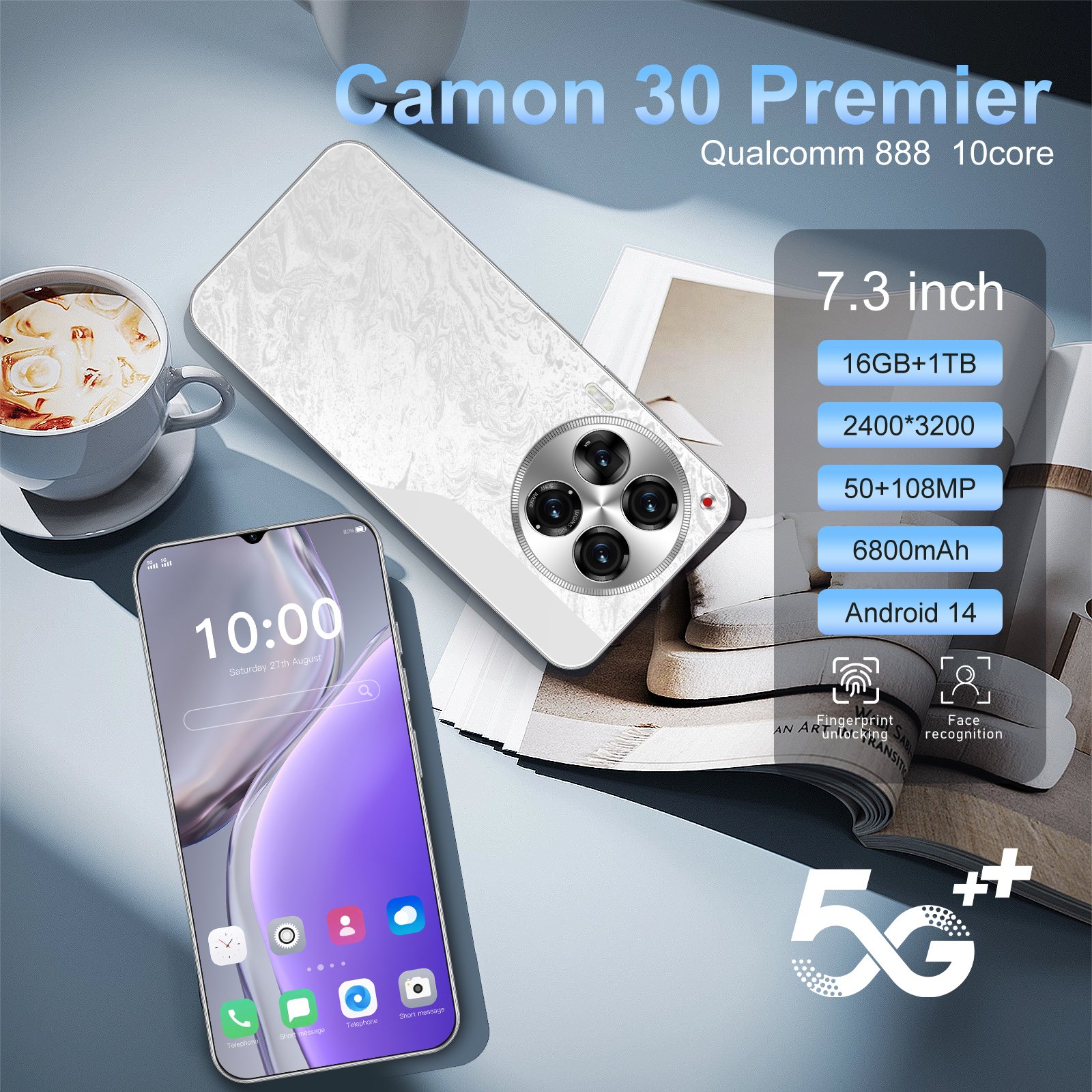 Manufacturer wholesales gaming 5G-smartphones with dual SIM dual standby 16GB+1TB storage and a supports face recognition