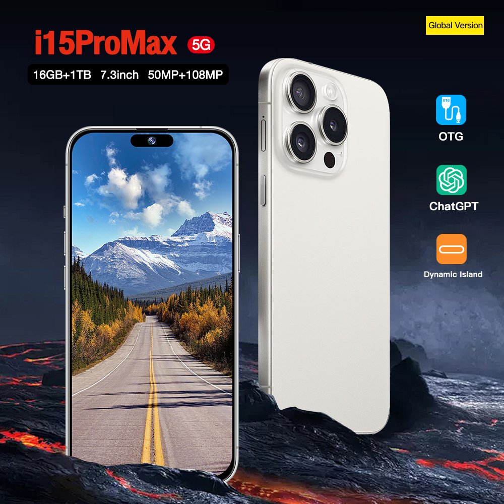 High Quality 5G version 15 Pro Max Unlocked Global Smartphone Strong processor gaming mobilephone support Type-C G-sensor