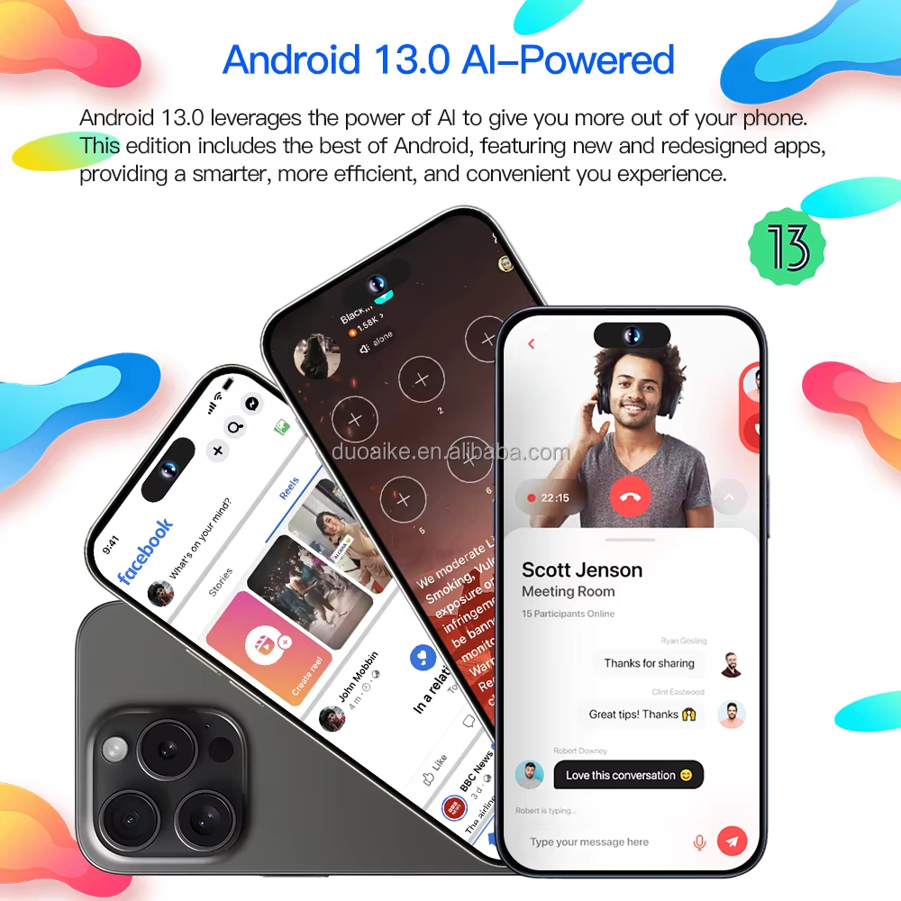 Newest Version 15 pro max 6.8 inch Clone 15 Pro 4G 5G smartphone 8GB+1TB unlocked Dual Sim Card 64MP Cheap 15 Pro Max Have Logo