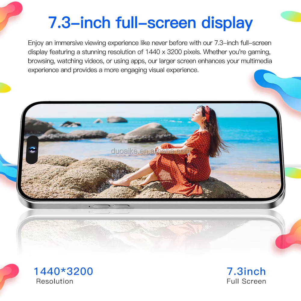 Newest Version 15 pro max 6.8 inch Clone 15 Pro 4G 5G smartphone 8GB+1TB unlocked Dual Sim Card 64MP Cheap 15 Pro Max Have Logo