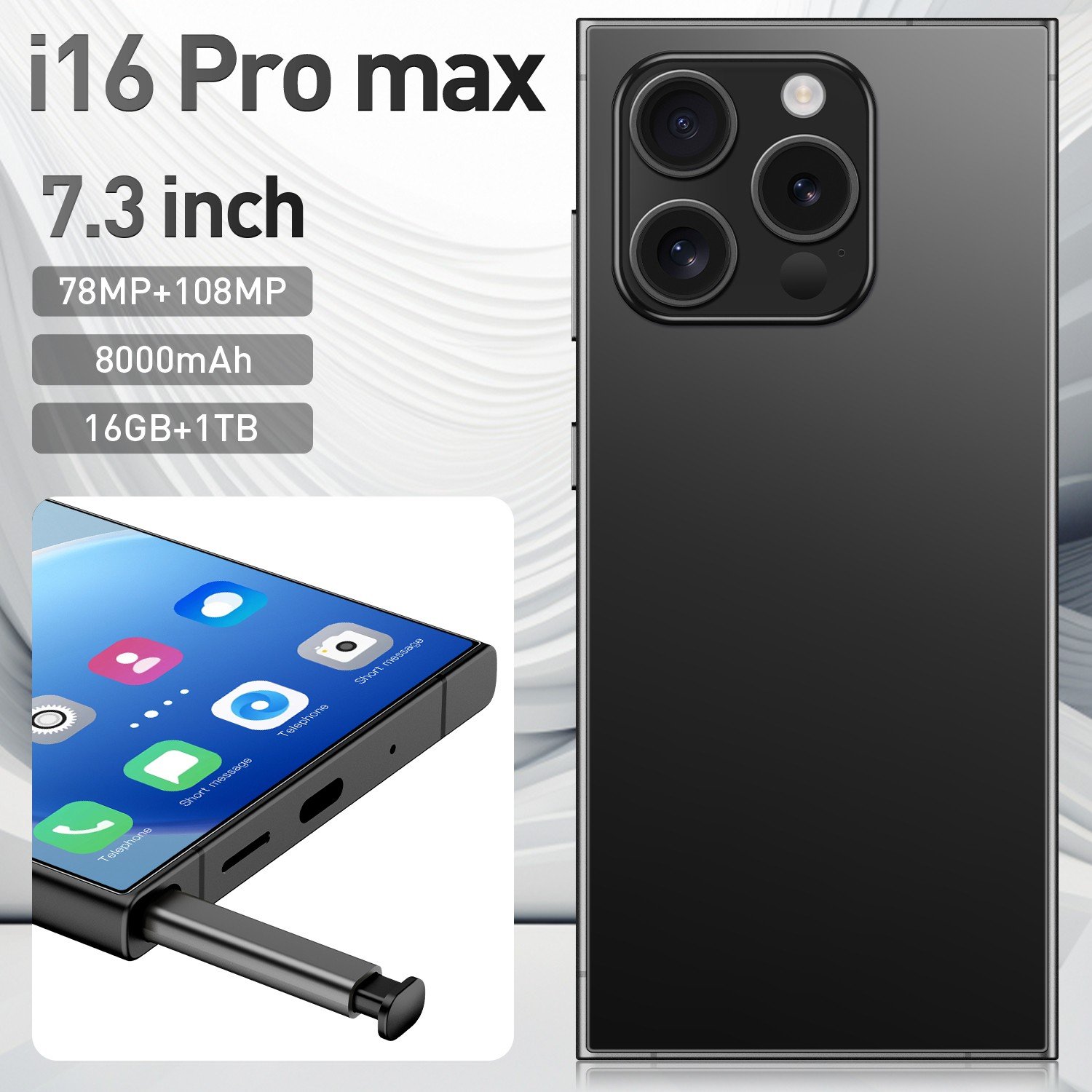 2024 new Dual Sim Card 16 Phone 16 Pro Max 5g Smartphones 16+1TB Smart Phone Global Version phone Android 14.0 OS 16 pro max