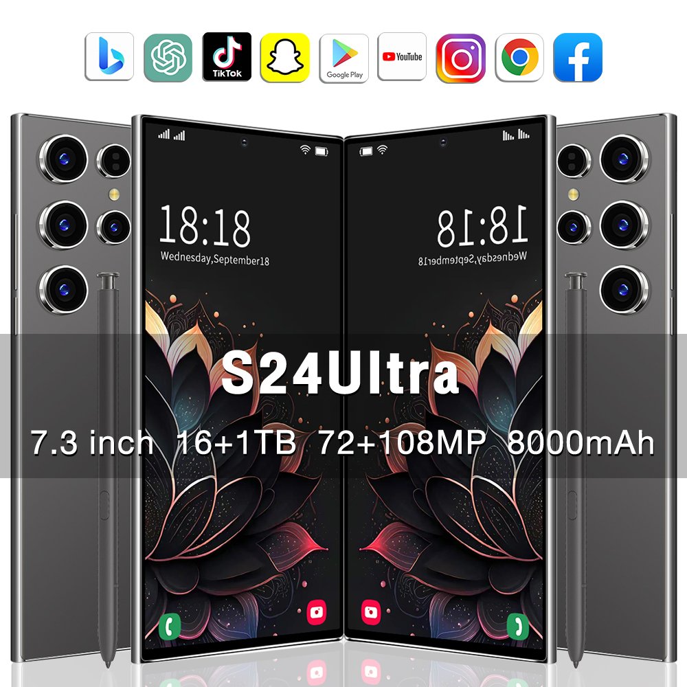 High Quality S24 ULTRA original 7.3 inch 16GB+1TB 72MP+108MP Big Screen cellphone Smartphone 5G Mobile Cell Phone