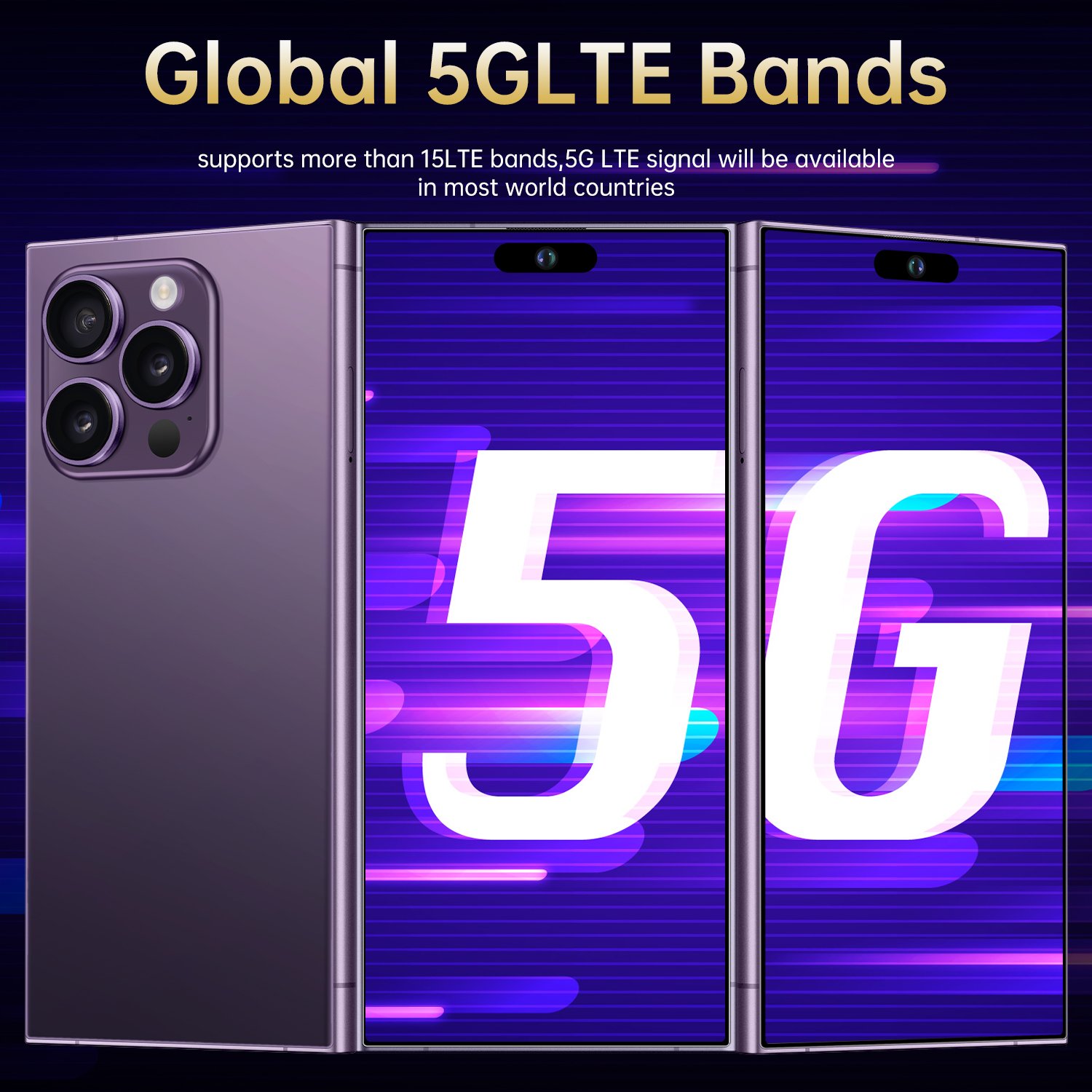 New Design Original I16 Pro Max 6GB+256GB 5G Smartphone 7.3 Inch 72MP+108MP Android 14 Cell Phone Unlocked Gaming Mobile Phones