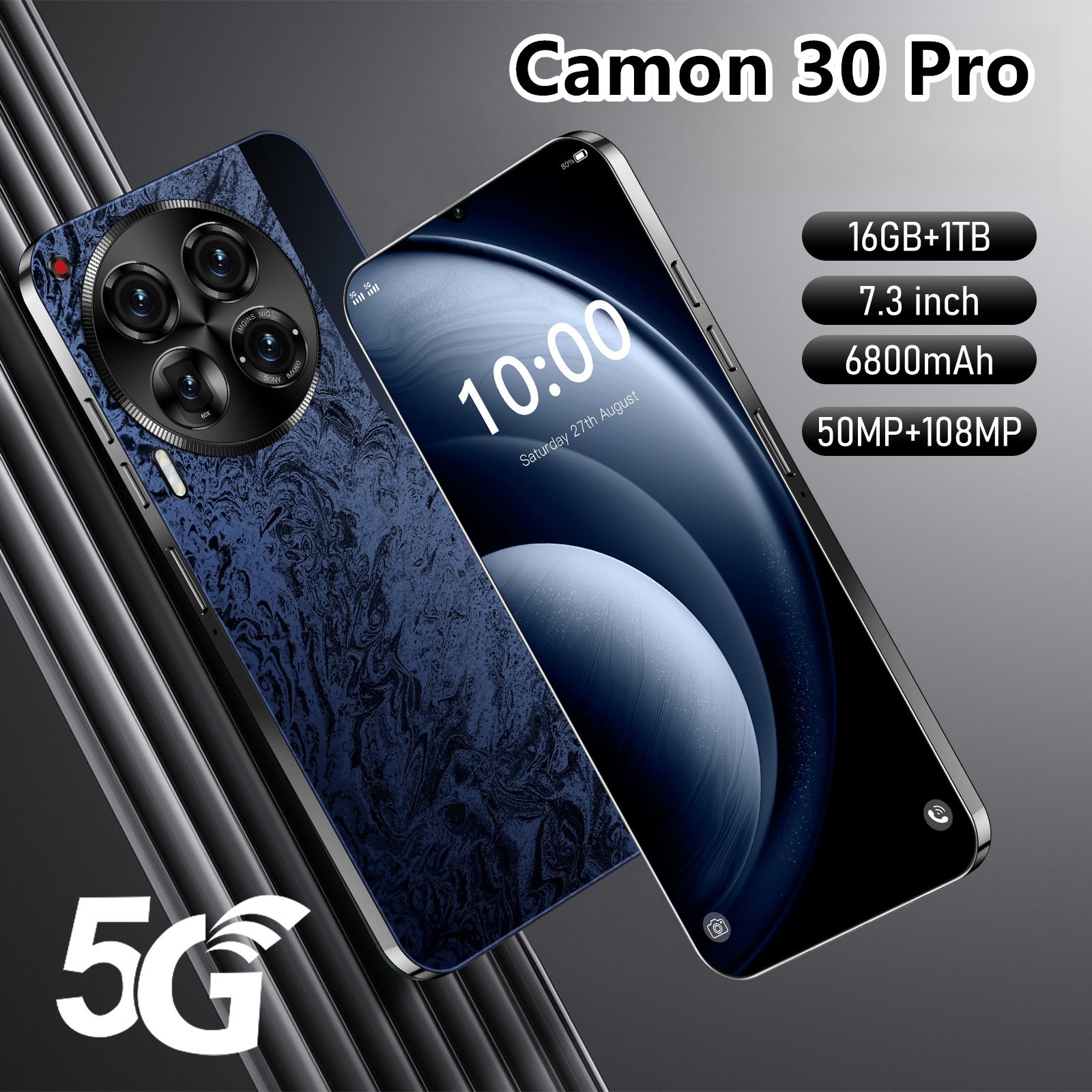 5G smartphone Camon 30 Pro 8+256GB Face Recognition 7800mAh 4g 5g 16+1tb cell phone gaming phones tecno spark20 pro+