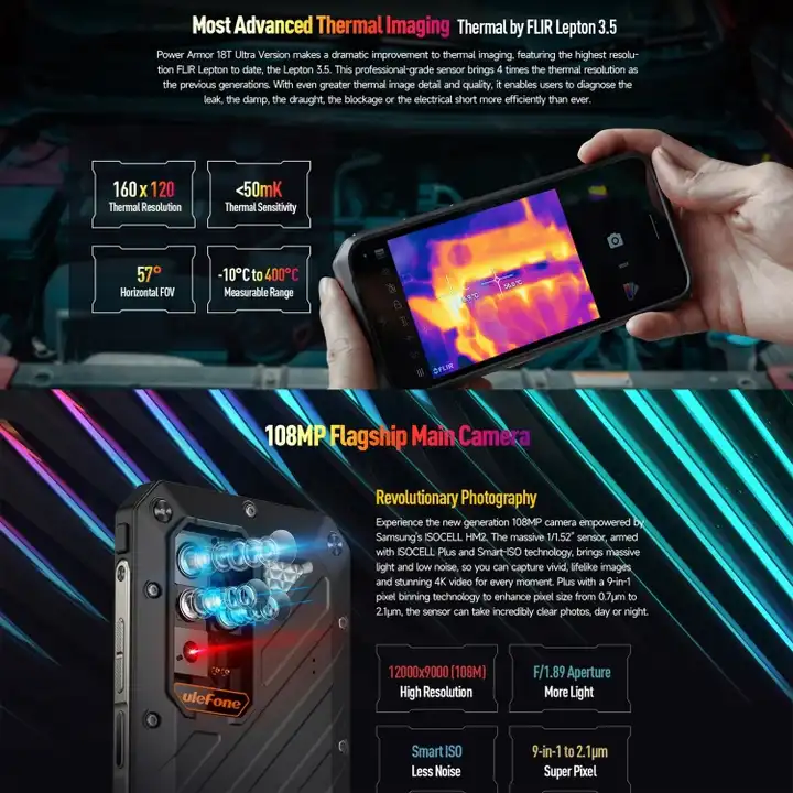 5G smartphone wifi 6 mobile phones Ulefone Power Armor 18T Ultra 12+ 512GB Original wholesale android13 phone game phones