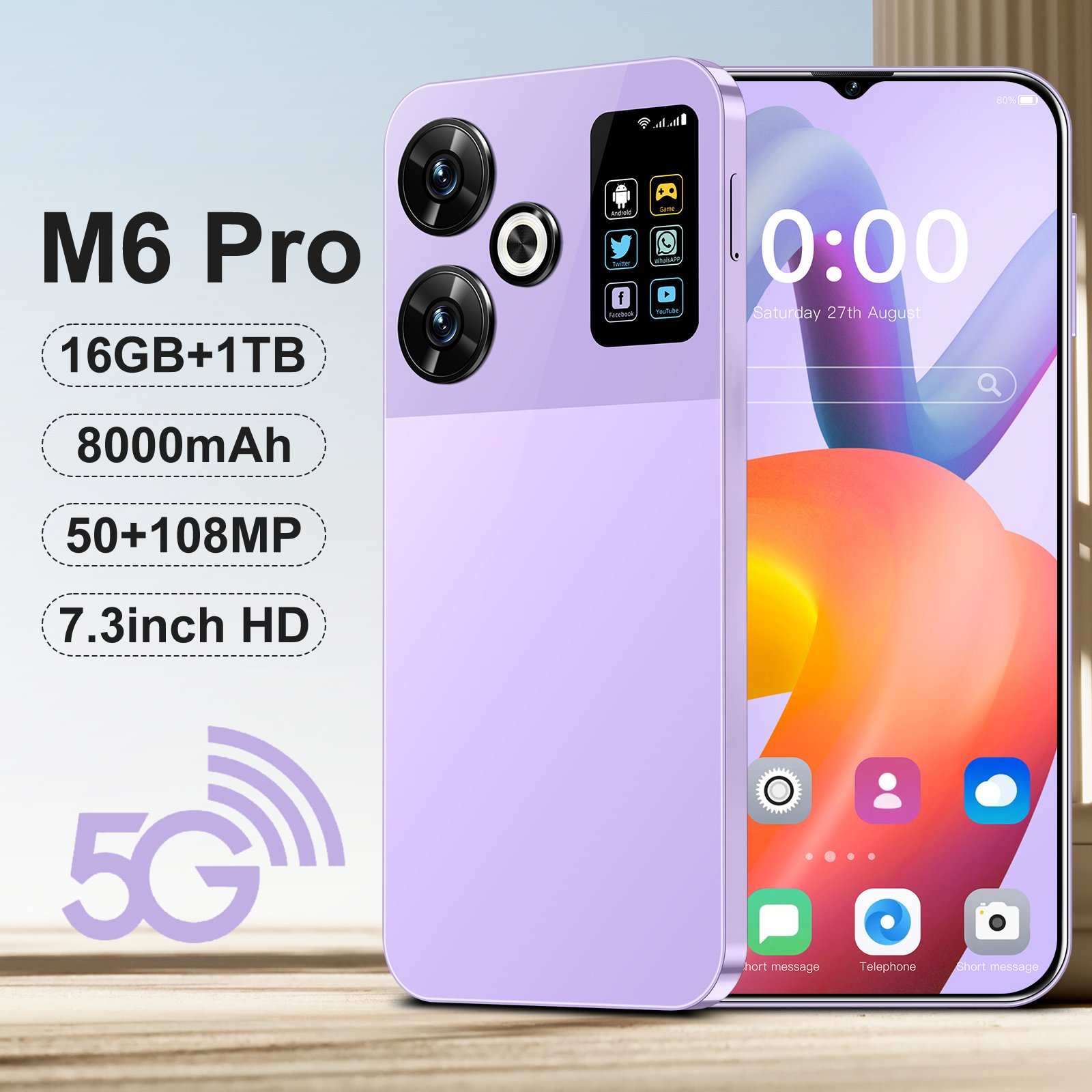 OEM M6 Pro 16GB 1TB Gaming Smartphone - Affordable 4G/5G Option