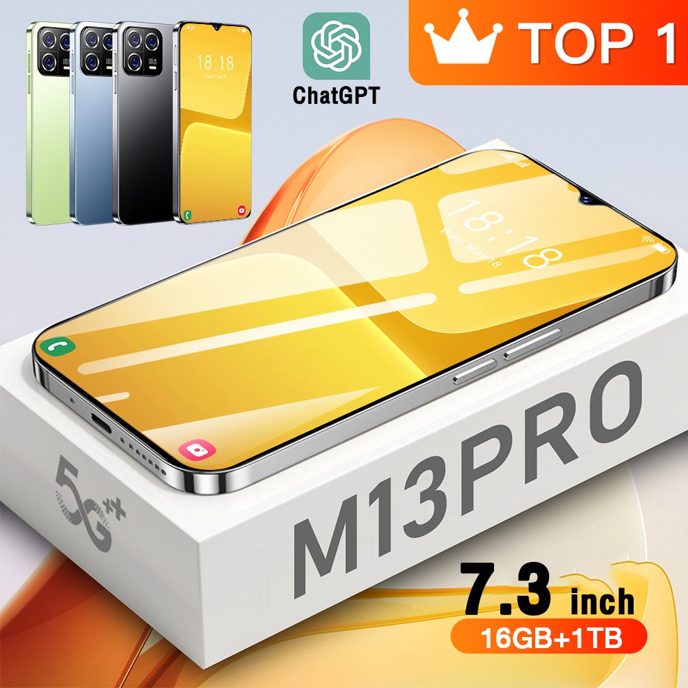 New stock M13Pro 16GB+1TB 108MP pixel 7.3 inch large screen Android cross-border true 5G smartphone