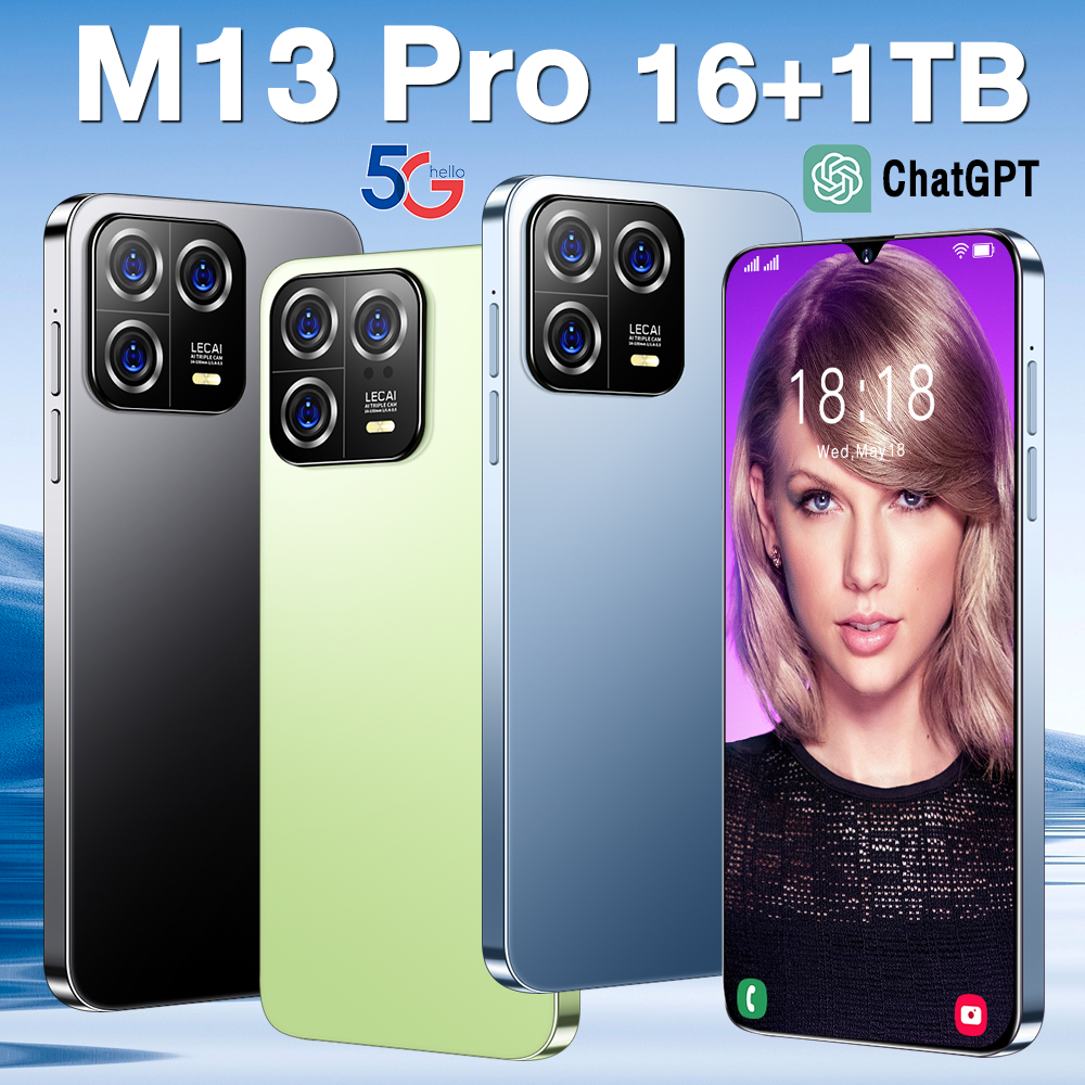 New stock M13Pro 16GB+1TB 108MP pixel 7.3 inch large screen Android cross-border true 5G smartphone