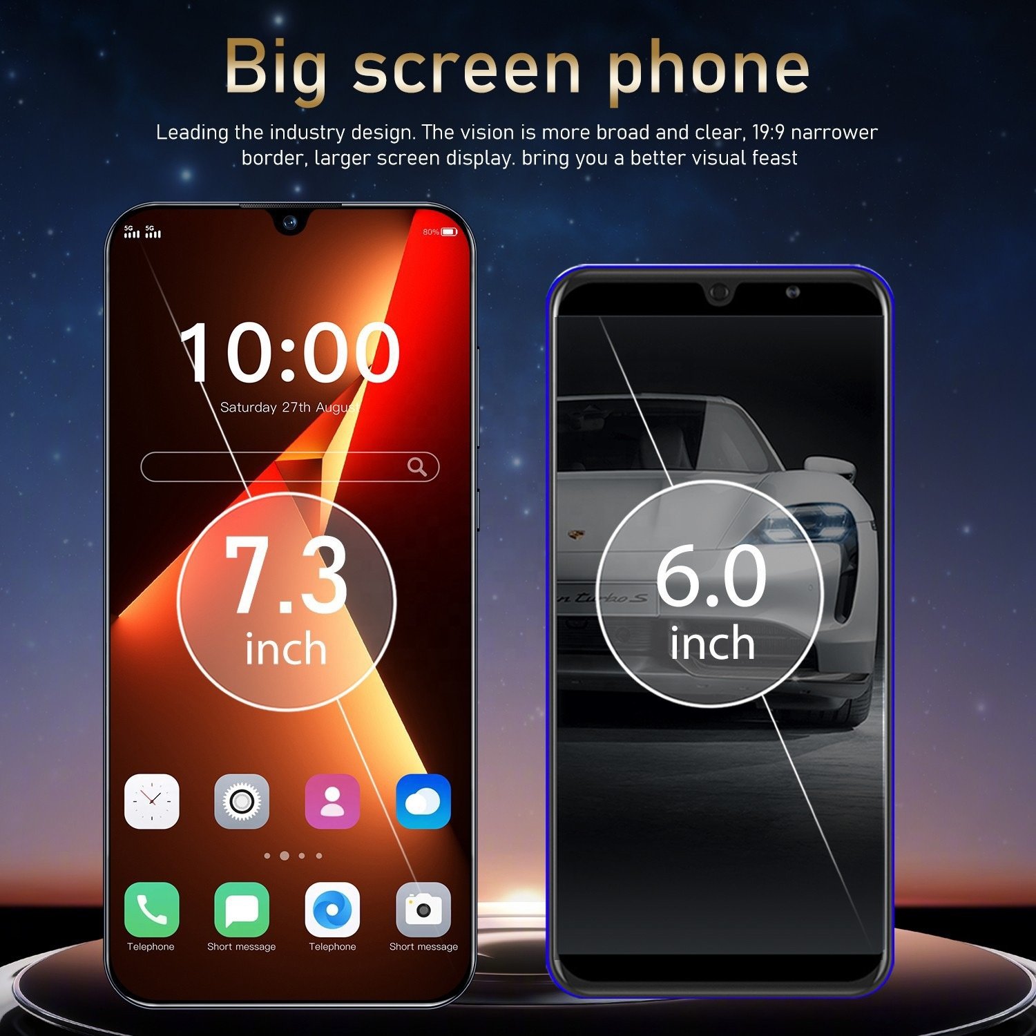 New 5g smartphone Pova 5 Pro cross-border mobile phones 7.3 inch incell Screen 2+16G foreign trade smart phone