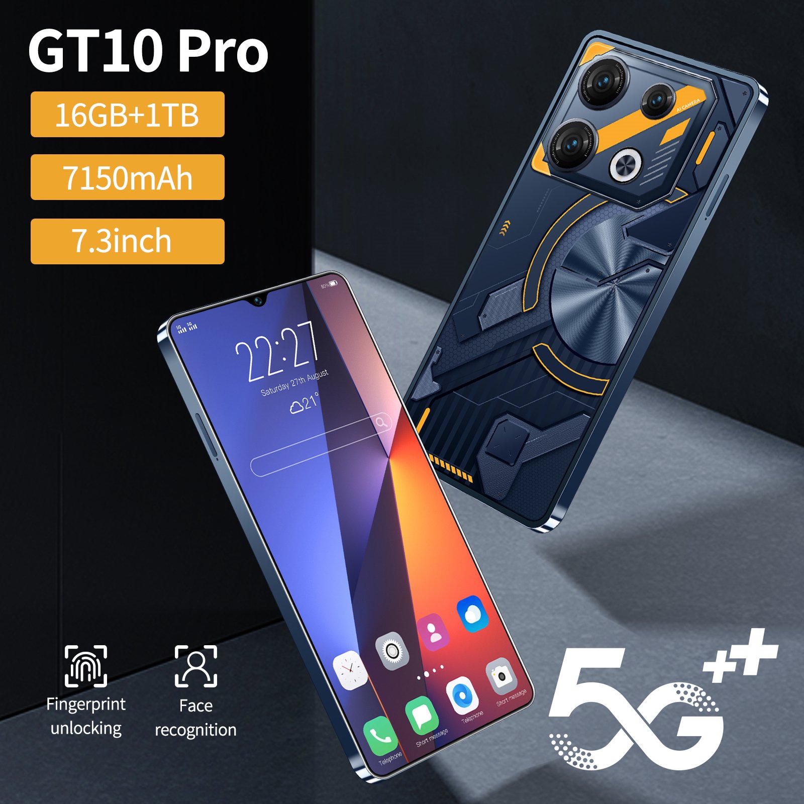 Factory Direct Sale Android 11 Beauty Camera 5gsmartphone GT10 Pro 5G global version Smartphone