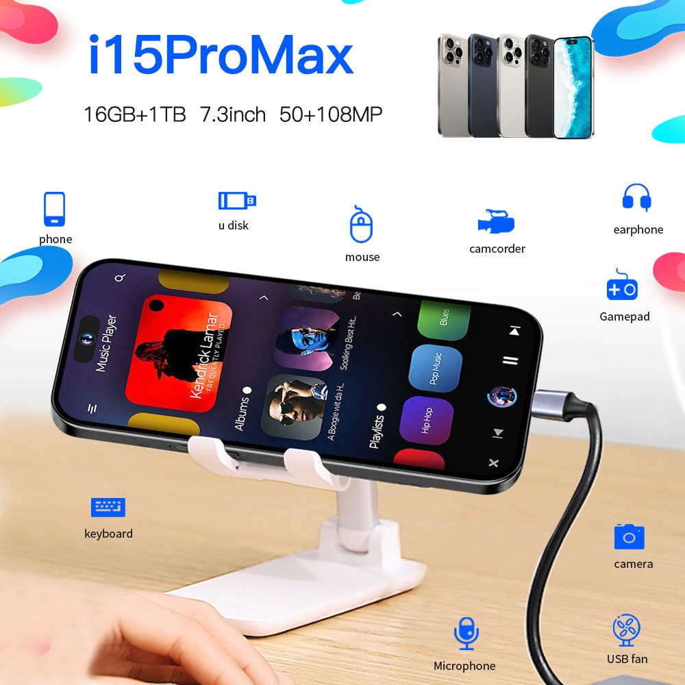 Original i For Phone 15 Pro MaxCell Phone Smartphone Telefon Gaming Mobile Phone i15 16 14 Android Feature 5G Smartphone