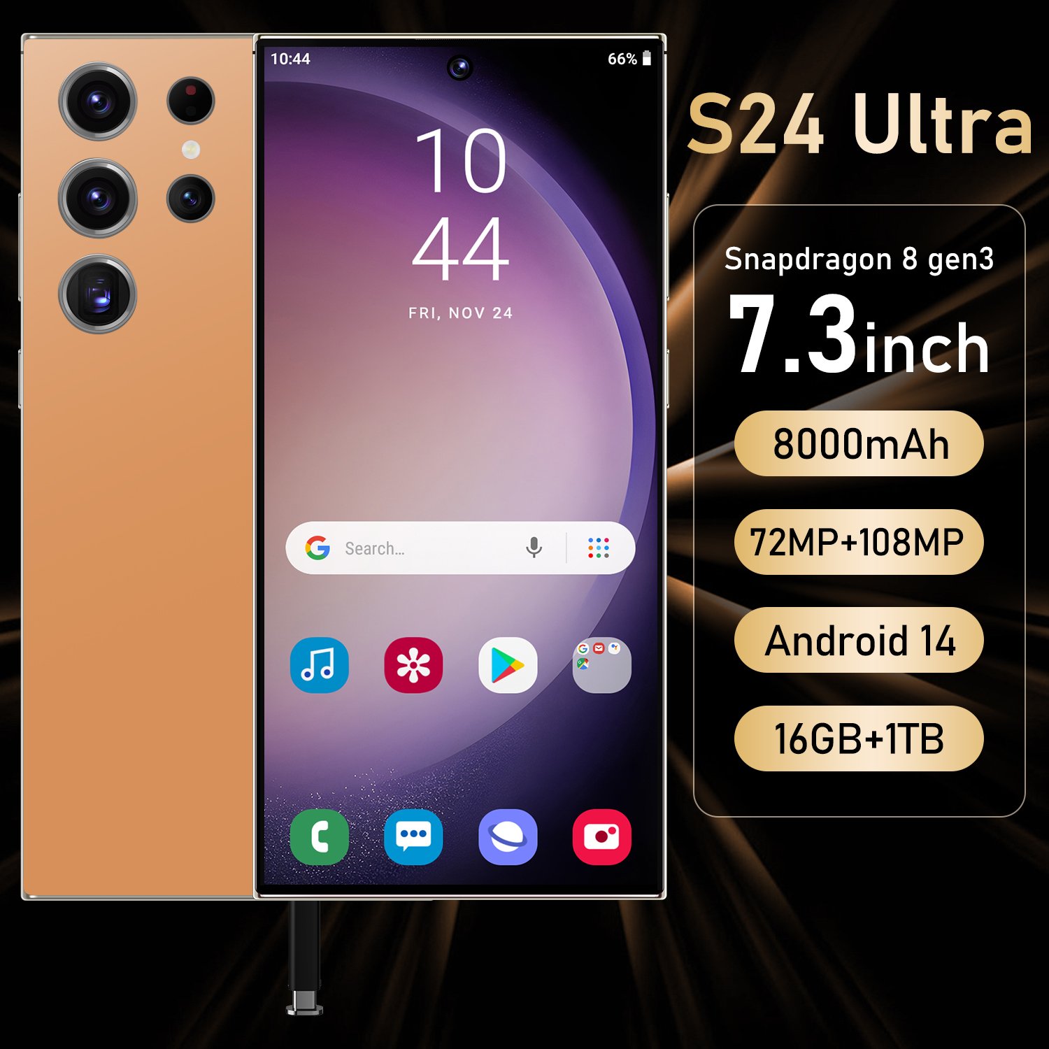 Hot Selling Custom S24 Ultra Unlocked Cell Phone Big Screen 5g Smartphone 16gb + 1tb Android13.0 Phone