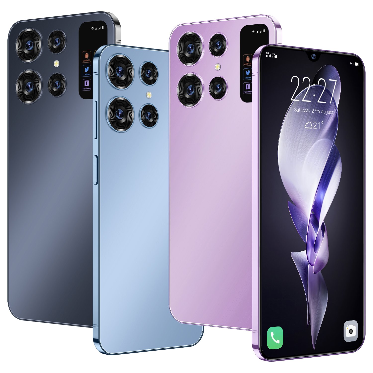 2024 S24 New Gaming 7.3-inch screen 16GB+1TB 5G-smartphones with Ultra-Slim Straight Screen and Dual SIM