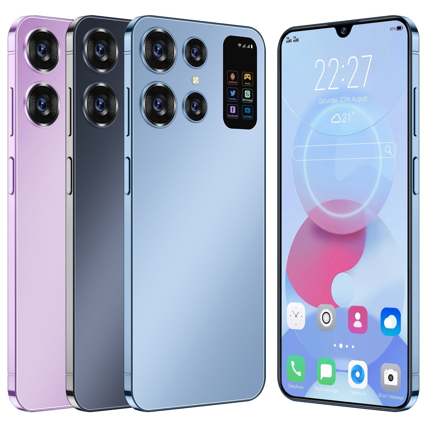 2024 S24 New Gaming 7.3-inch screen 16GB+1TB 5G-smartphones with Ultra-Slim Straight Screen and Dual SIM