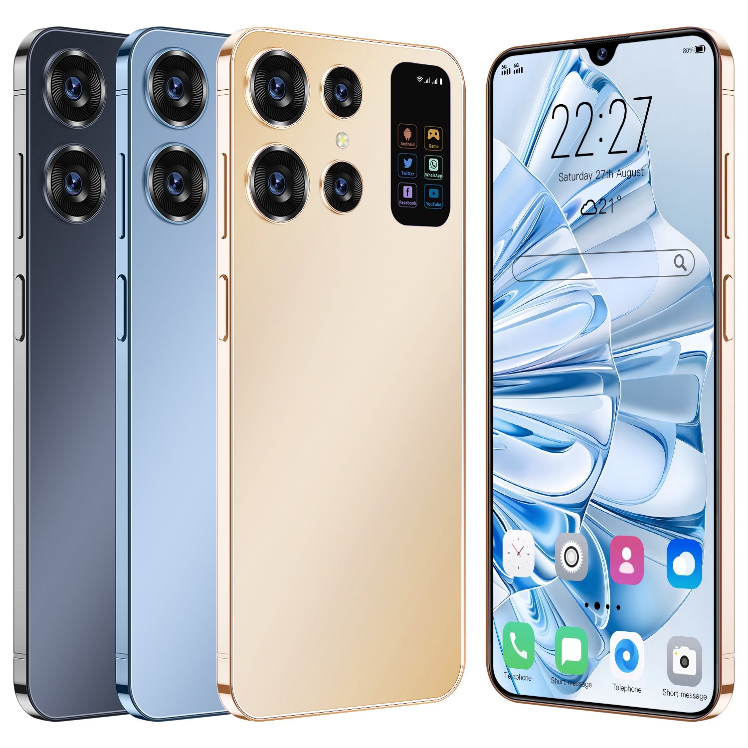 2024 S24 New Gaming 7.3-inch screen 16GB+1TB 5G-smartphones with Ultra-Slim Straight Screen and Dual SIM