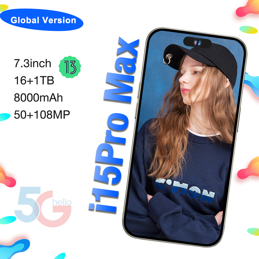 Phone 15 pro max 12GB+512GB Smartphone 5g Smartphone 6.7inch Screen Dual Sim Card I 15 phone 15 Pro Max 5g De Smartphones 64MP