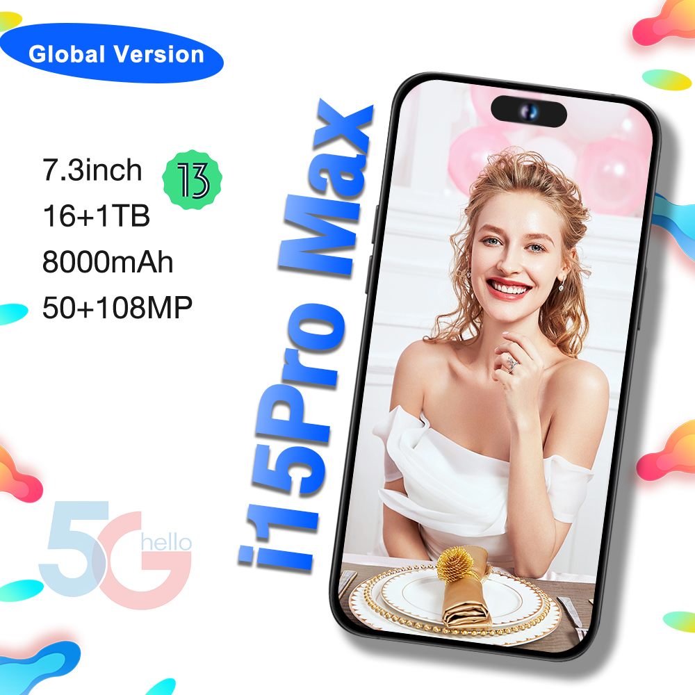 Phone 15 pro max 12GB+512GB Smartphone 5g Smartphone 6.7inch Screen Dual Sim Card I 15 phone 15 Pro Max 5g De Smartphones 64MP
