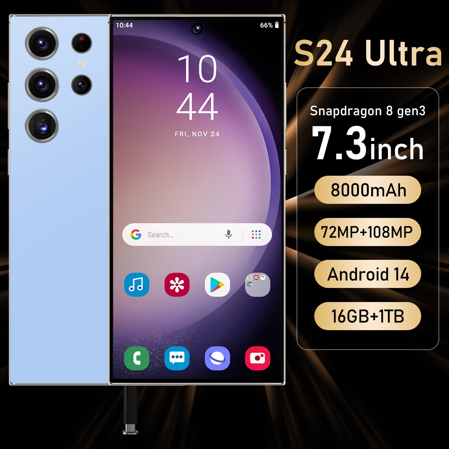 2024 New S24 Ultra 16+1TB 5G Android 12 Smartphone 6.8 Quick Charge big screen 6800mAh Battery Dual SIM Card Gaming Cell Phone