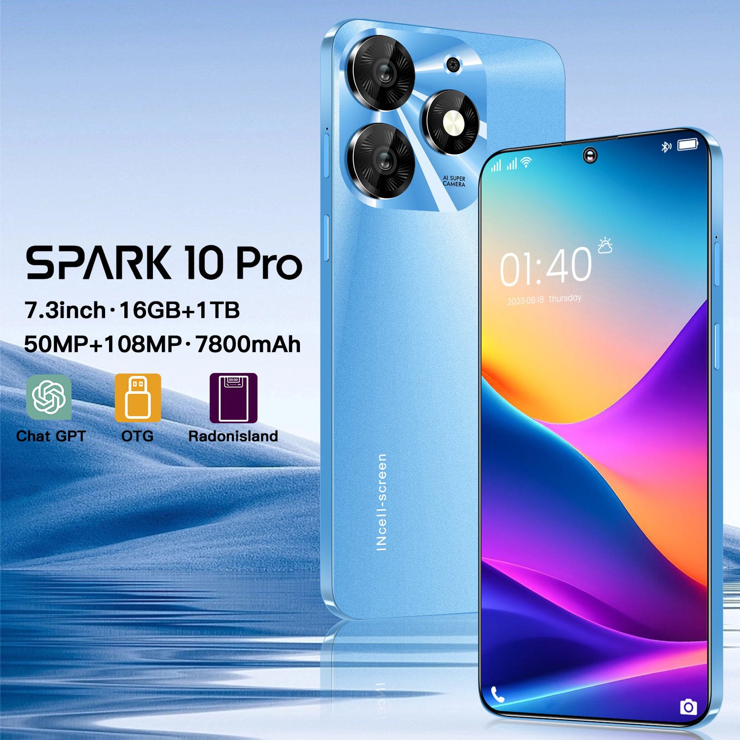 Wholesale China Android Cheap Mobile Original Phone Spark 10 pro 7.3 Inch Land Line Phones 5g Smartphone 16GB+1TB