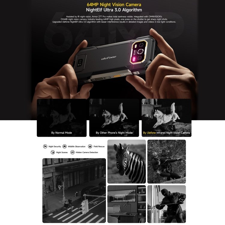 2024 New Ulefone Armor 27T Pro Rugged Phone Thermal Imaging 12GB+256GB Night Vision 10600mAh 6.78 inch Android 14 5G Smartphone