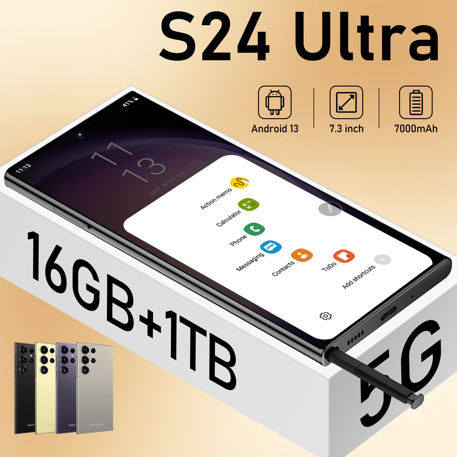 Original 5G Smartphone S24 Ultra 7.3 inch Big Screen 12GB+512GB Smartphone Android 13 FOR Brand New Clone S24 Ultra