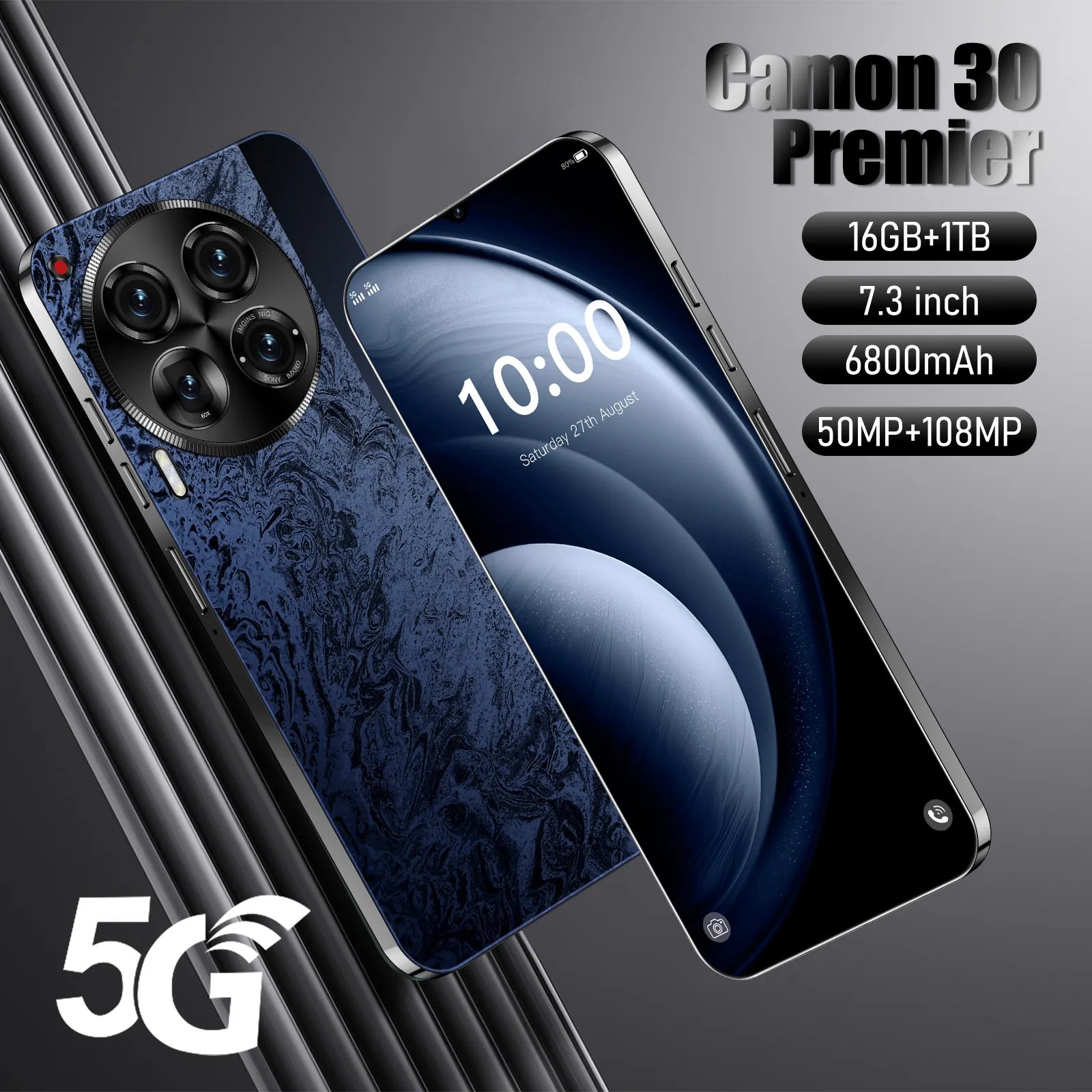 Wholesale Android Mobile Phones 2024 Original 16GB RAM 1TB Smart Phone Lcd Type C Camon 30 Premier 5G Smartphone 2SIM Cellphone