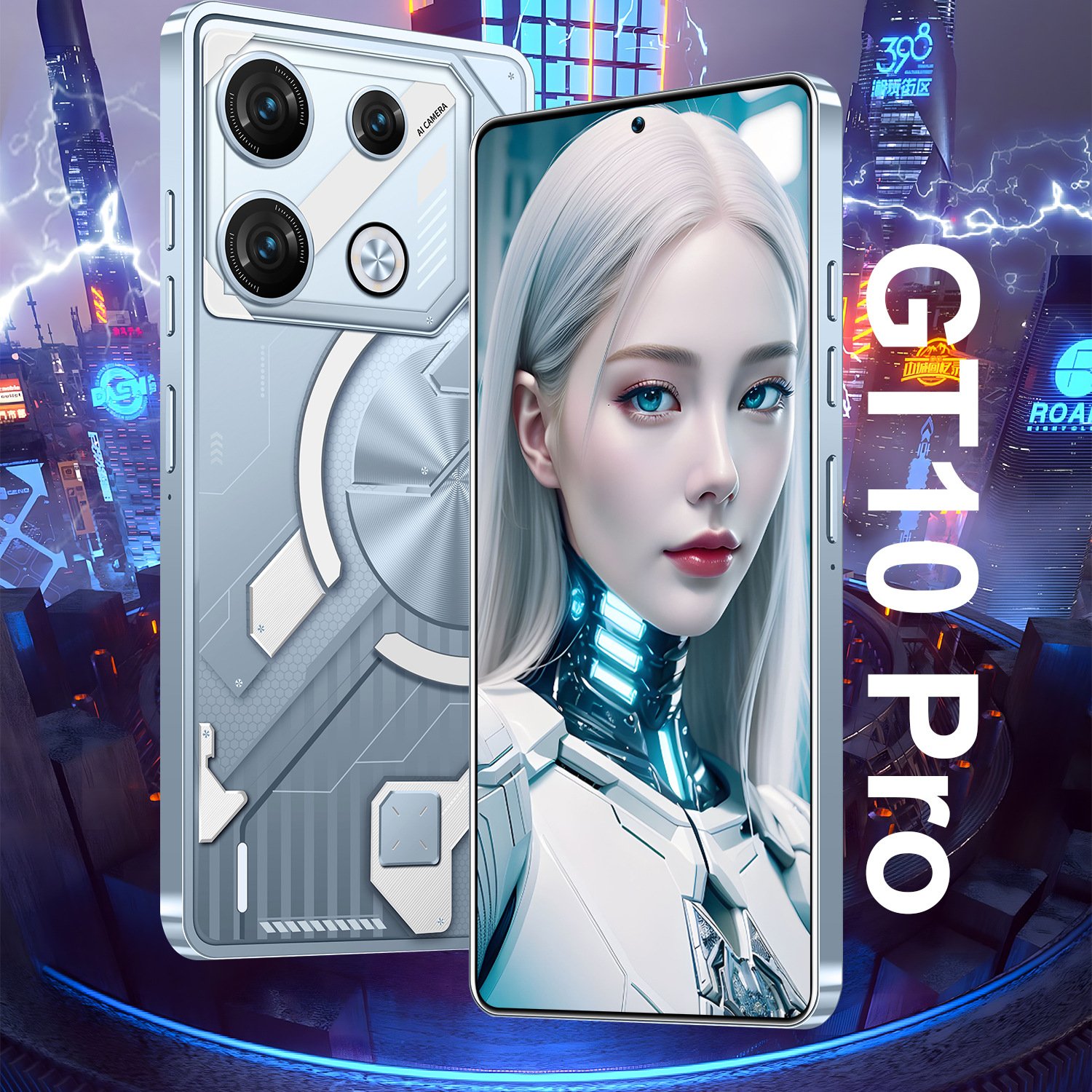 2024 Best selling High Quality GT10 Pro Smart Android13 mobile phone Hd Large Screen 5g phone 16GB+1TB Large RAM phones