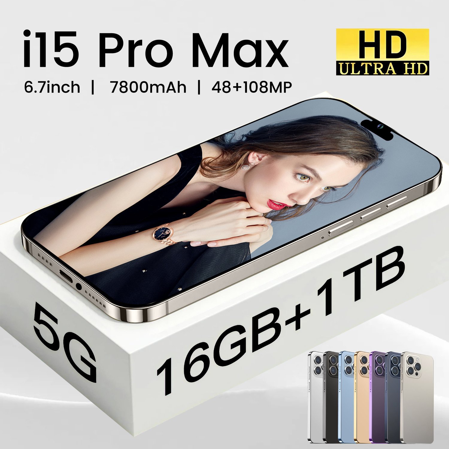 Newest Version 15 pro max 6.8 inch Clone 15 Pro 4G 5G smartphone 8GB+1TB unlocked Dual Sim Card 64MP Cheap 15 Pro Max Have Logo