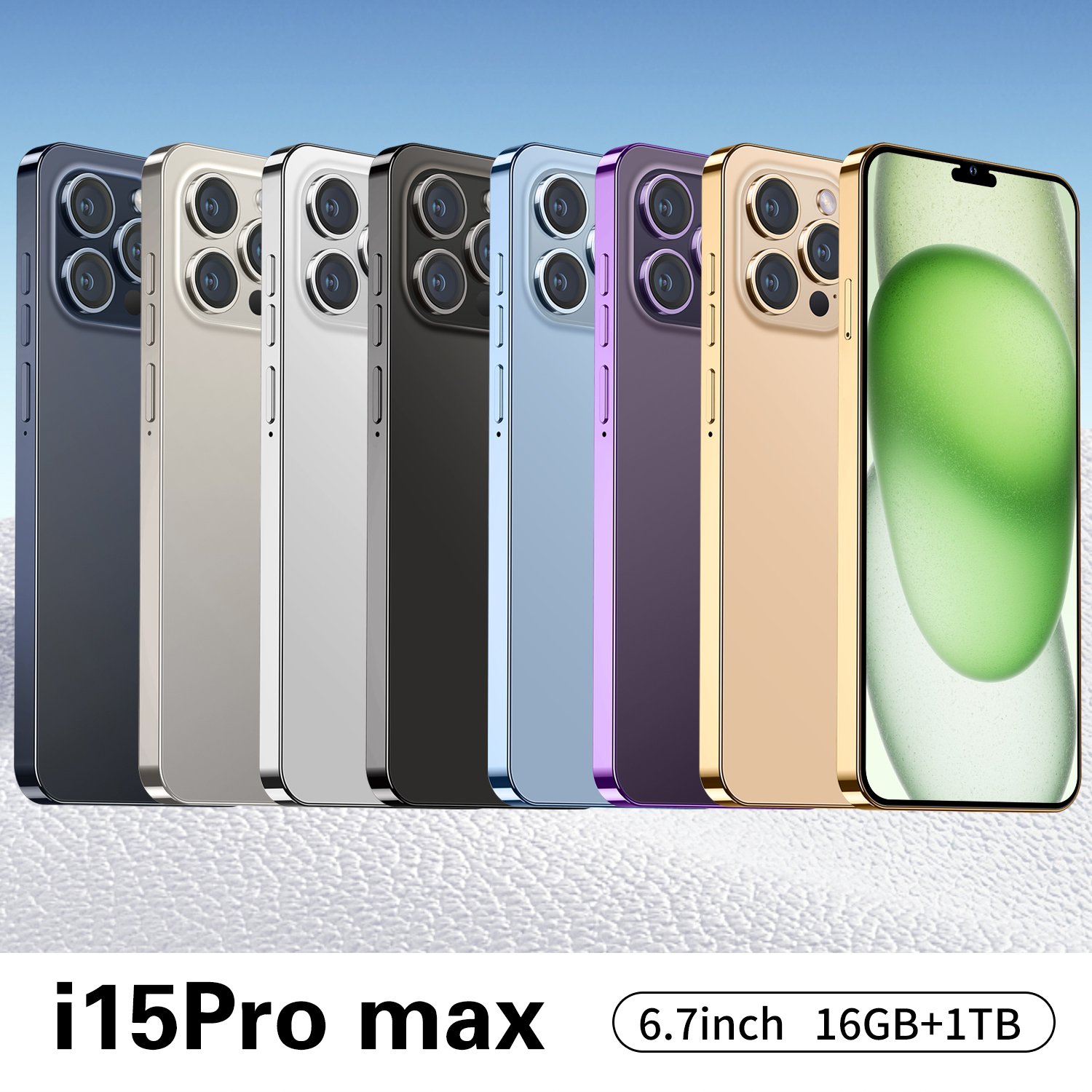 Newest Version 15 pro max 6.8 inch Clone 15 Pro 4G 5G smartphone 8GB+1TB unlocked Dual Sim Card 64MP Cheap 15 Pro Max Have Logo