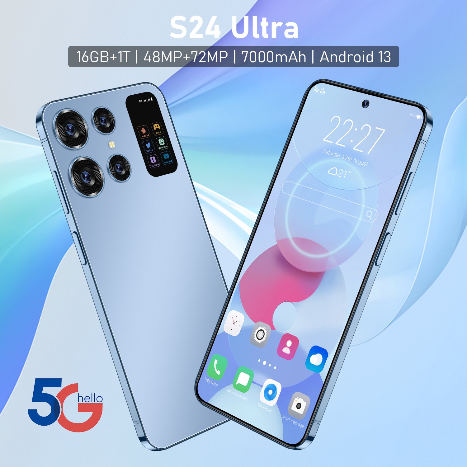 OEM S24+ultra Phone High Q Phone Android 13 Global Version Unlocked 4g 5g Smartphone LCD Screen Mobile Phone