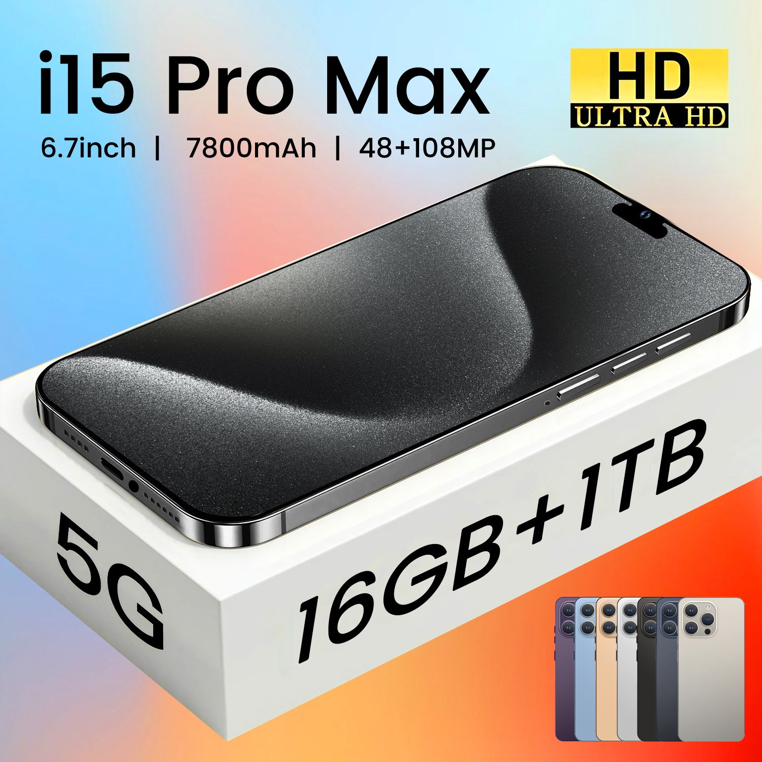 Have Logo Clone 15 pro max 6.8 inch screen 4G 5G smartphone 8GB+512GB unlocked i cell phone 15 pro max Cheap Version Dual Sim