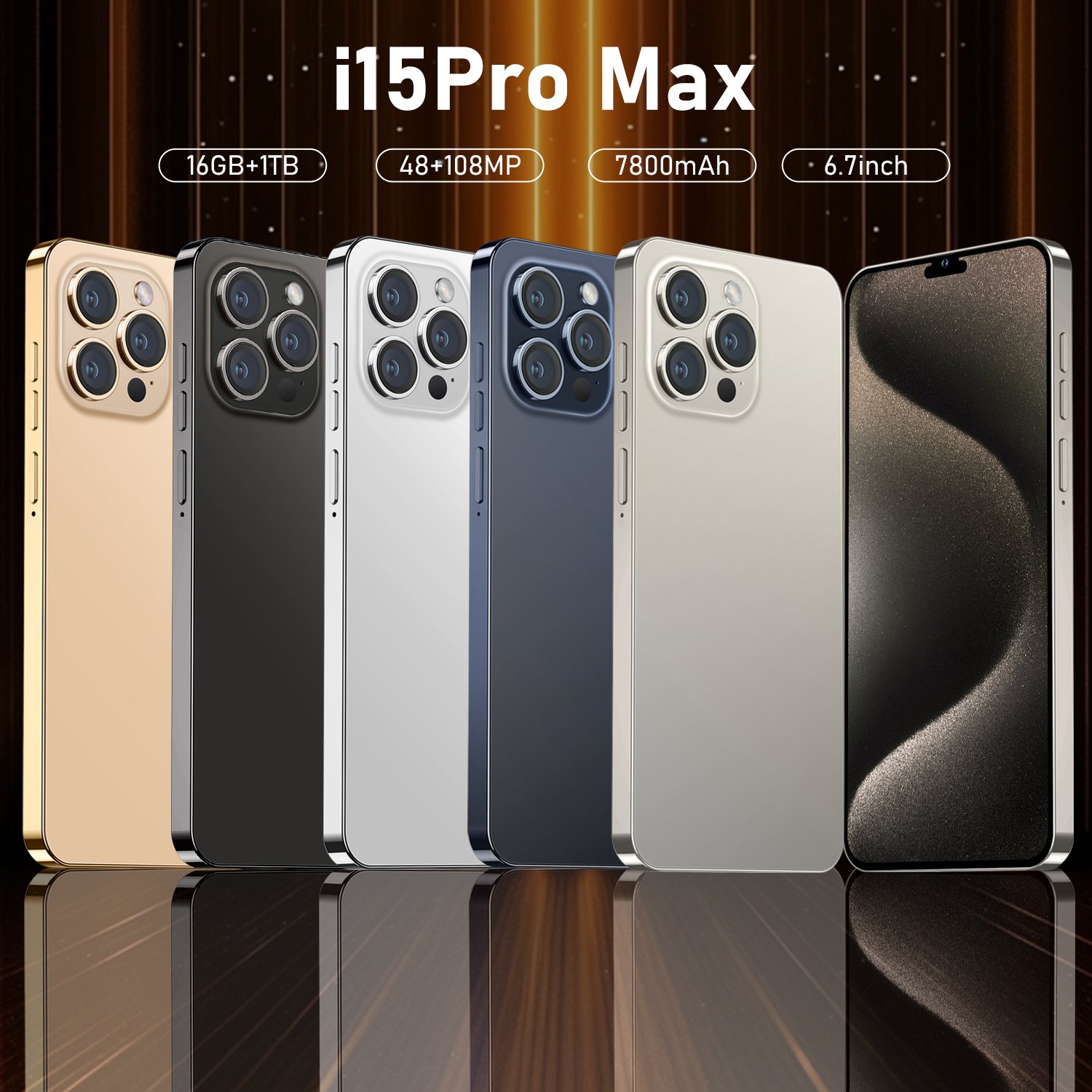 Have Logo Clone 15 pro max 6.8 inch screen 4G 5G smartphone 8GB+512GB unlocked i cell phone 15 pro max Cheap Version Dual Sim