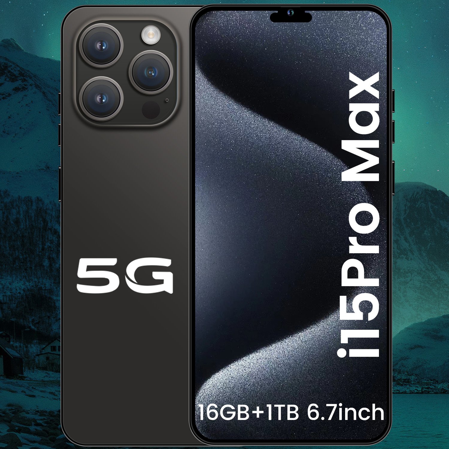 Newest Version 15 pro max 6.8 inch Clone 15 Pro 4G 5G smartphone 8GB+1TB unlocked Dual Sim Card 64MP Cheap i15 Phone Have Logo