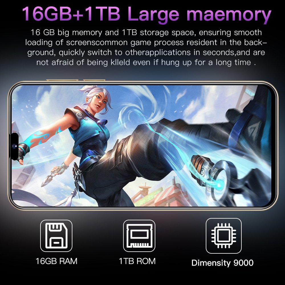 New 5G 15 Pro Max Smartphone Original 14Pro Max 14 15 16G 1T Storage OLED Display 4K Inteligente Telefon 65W Cheap