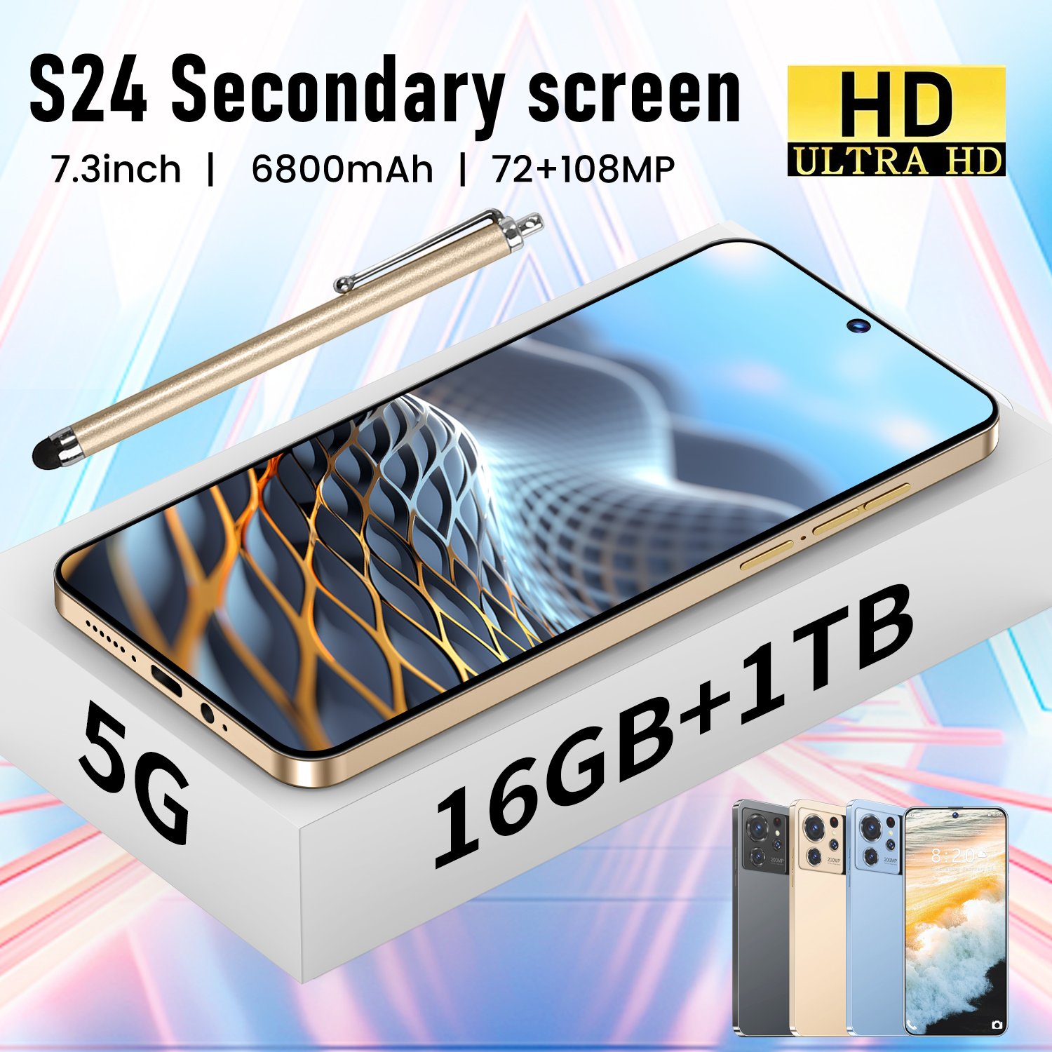Latest popular phone S24 Ultra OEM phone 16GB+512GB smartphone global unlock dual SIM 5G smartphone